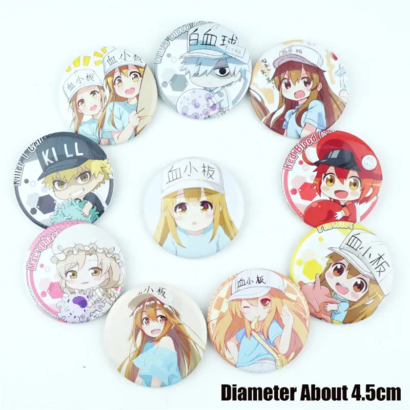 

10Pcs/Set Cartoon Cells at Work Pins Cute Kawaii Badges Button Brooch Chest Ornament Of the Clothing Accessoies Collection Gift