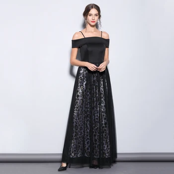 

2020 New Evening Dresses Sexy Robe Soiree Longo Leopard A Line Formal Dress Vestido De Noche Black Elegant Prom Party Gowns