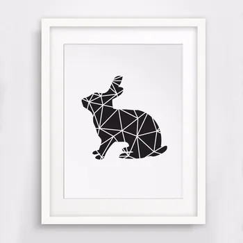 

Geometric Animal Rabbit Wall Art Canvas Poste, Printable Geometric Rabbit, Morden Nursery Kids Room Decor, Frame Not included