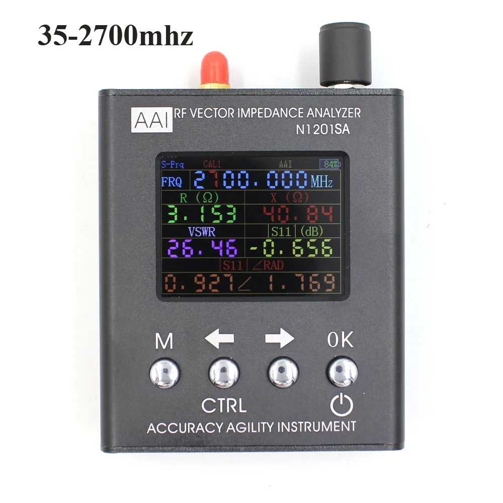 

English verison N1201SA+ UV RF Vector Impedance ANT SWR Antenna Analyzer Meter Tester 35MHZ-2.7GHz resistance/impedance/SWR