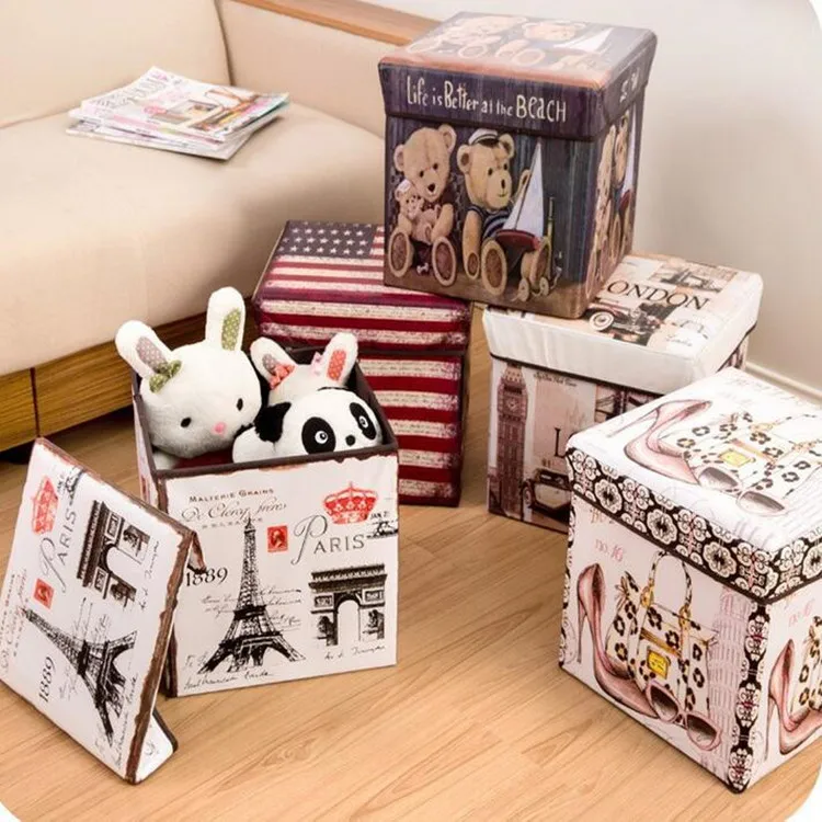 

Foldable Storage Box Basket Quilt Closet Sweater Organizer Bag Clothes Storage Box drawers storage Desktop organizer as a Stool