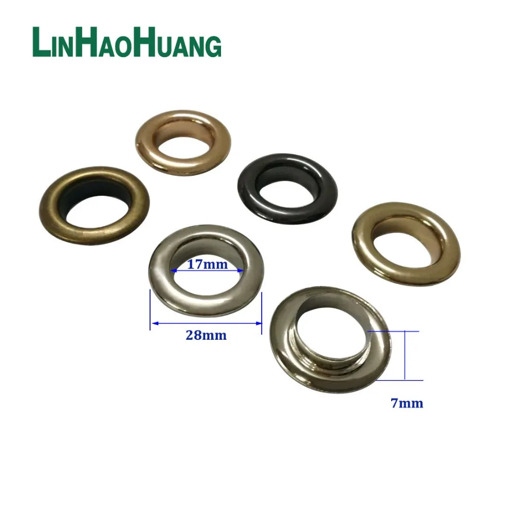 50 шт./лот 28 мм круглые металлические медные кольца с шайбой металлические люверсы золото/никель/черный никель/бронза Eyelets-28MM