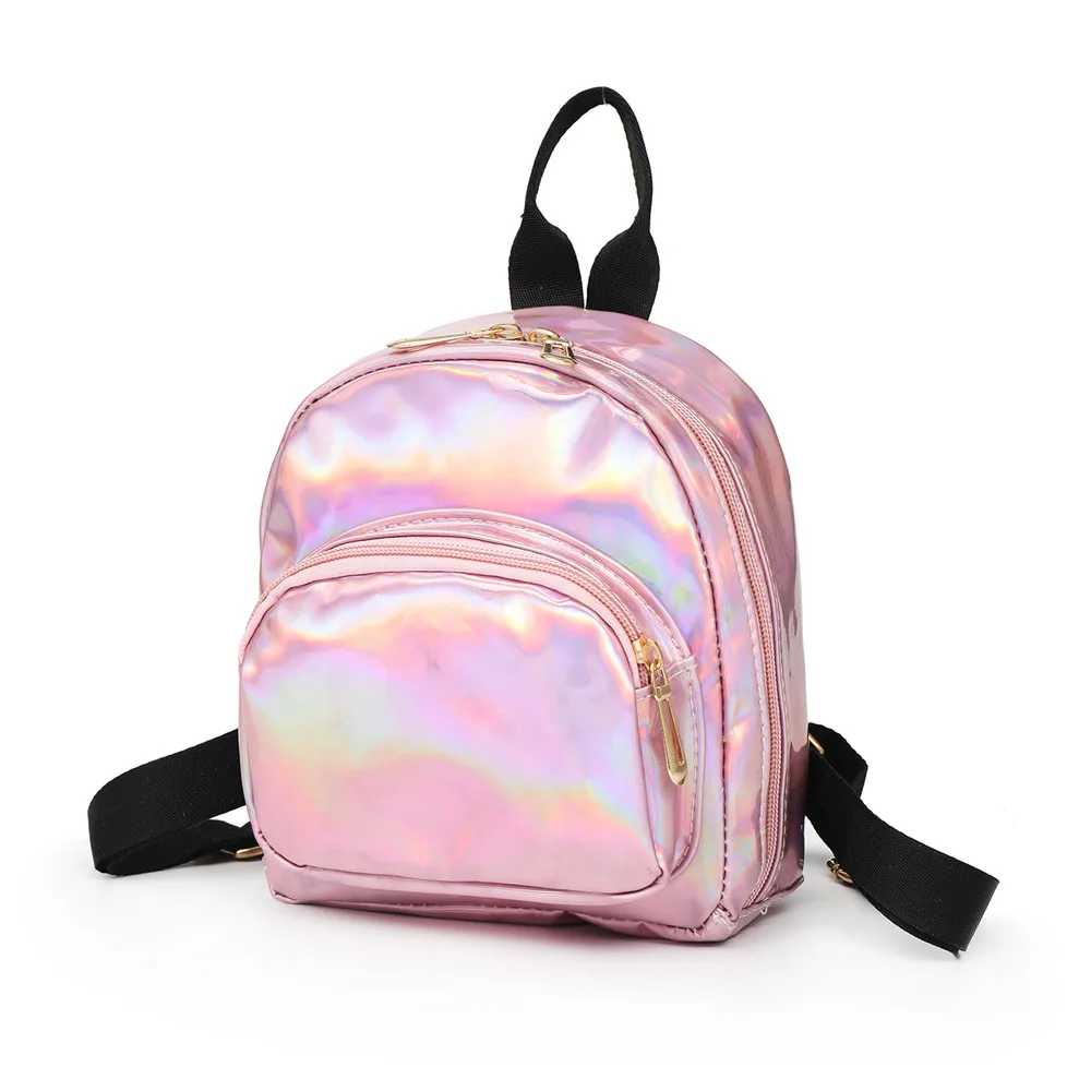 Women Laser Hologram PVC Backpacks Girls Shoulder School Backpack Female Small Leather Holographic Travel Bag Mochila Feminina