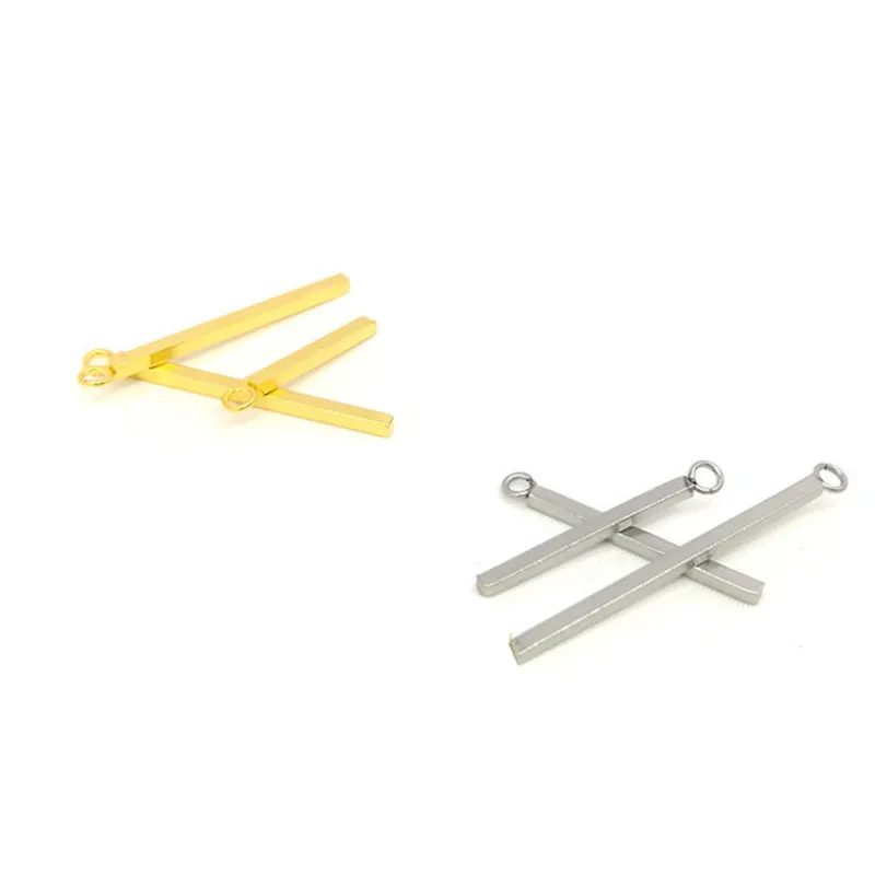 

20pcs Gold Stainless Steel Earring for Women Connector Findings Square Rod Welding Drop Earrings Pendant for DIY Jewelry Making