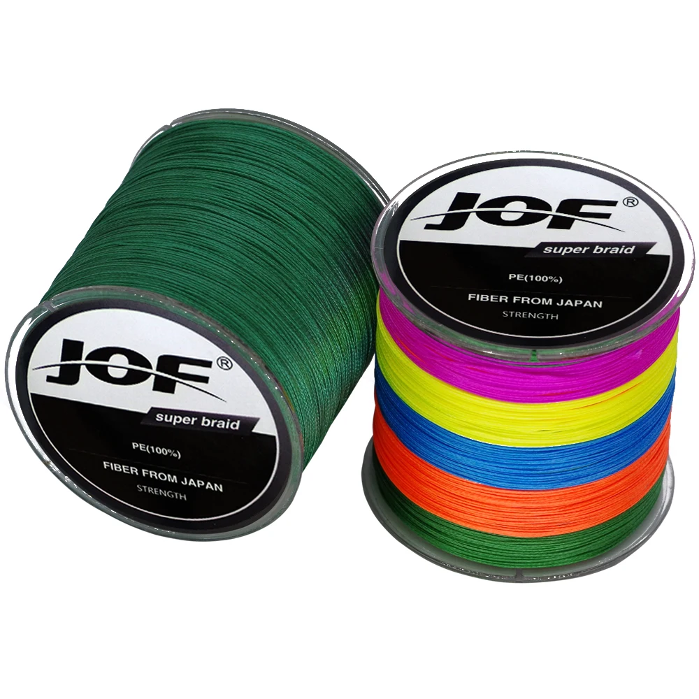 

JOF Brand Braided Fishing Line Multicolor 500m Smooth Multifilament PE 4Strands Braided Cord 18-80LB Strong Japan Technology