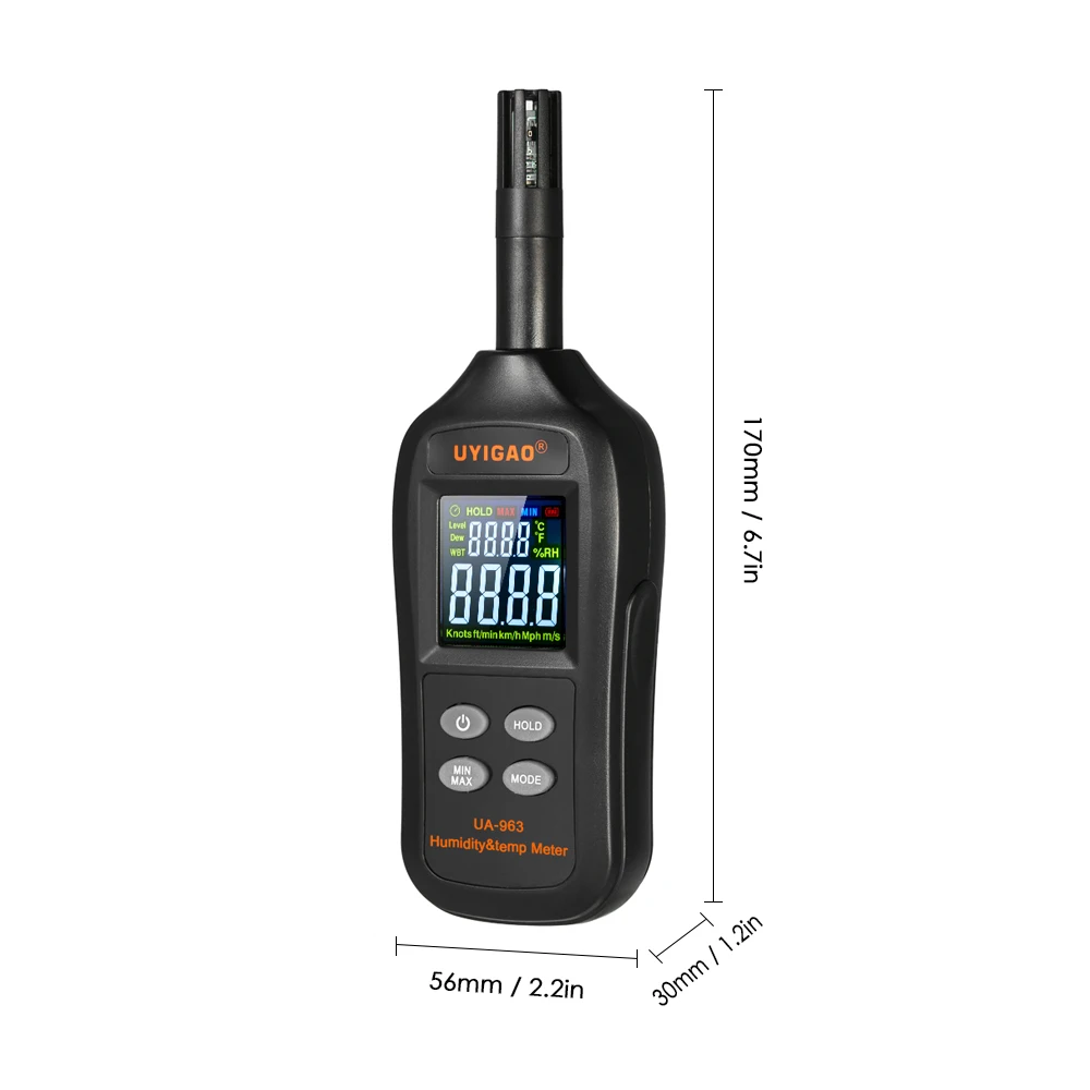 Digital Temperature Humidity Meter Thermometer Hygrometer thermostat Wet Bulb Dew Point Temperature Detector pyrometer Color LCD