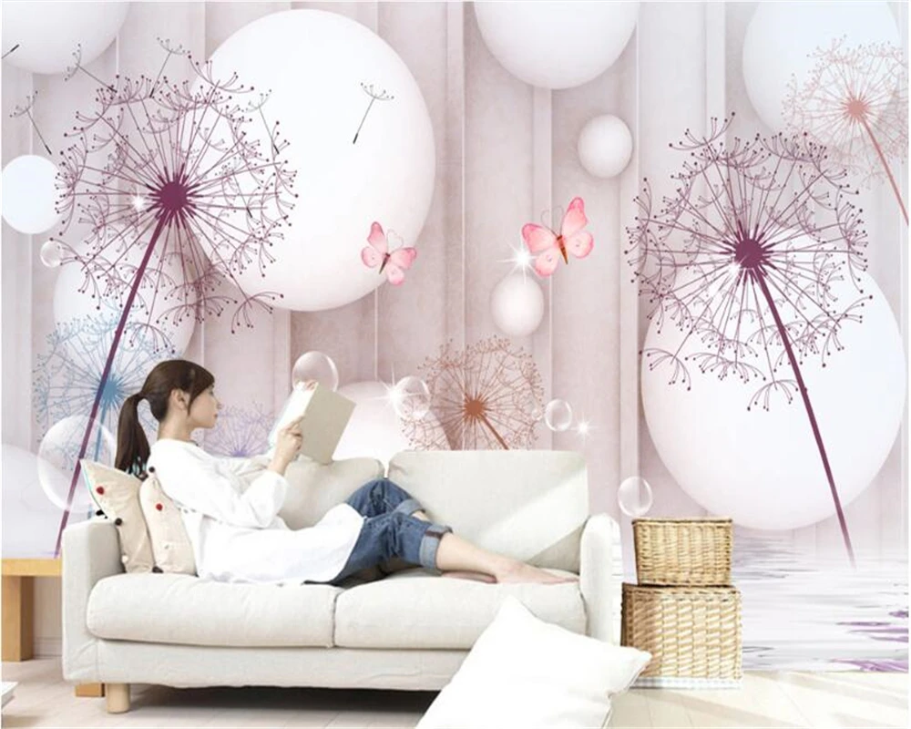 beibehang HD personalized 3d wallpaper Dandelion Bubble Aesthetically Stereo Bedroom Living Room Backdrop Wall papel de parede