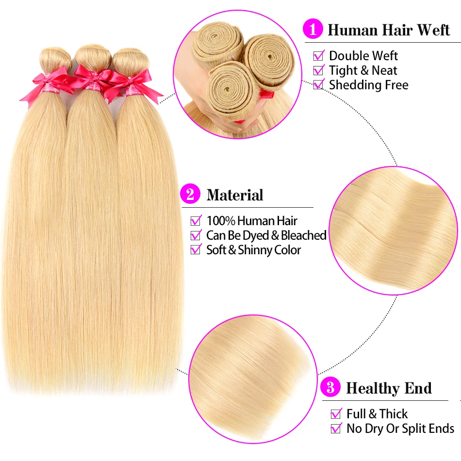 Brazilian Straight Hair 3/4 Bundles With Closure 613 Blonde Color Hair Human Hair With 4x4 Closure Free Ship Shuangya Remy Hair Brazilian Straight Hair 3/4 Bundles With Closure 613 Blonde Color Hair Human Hair With 4x4 Closure Free Ship Shuangya Remy Hair