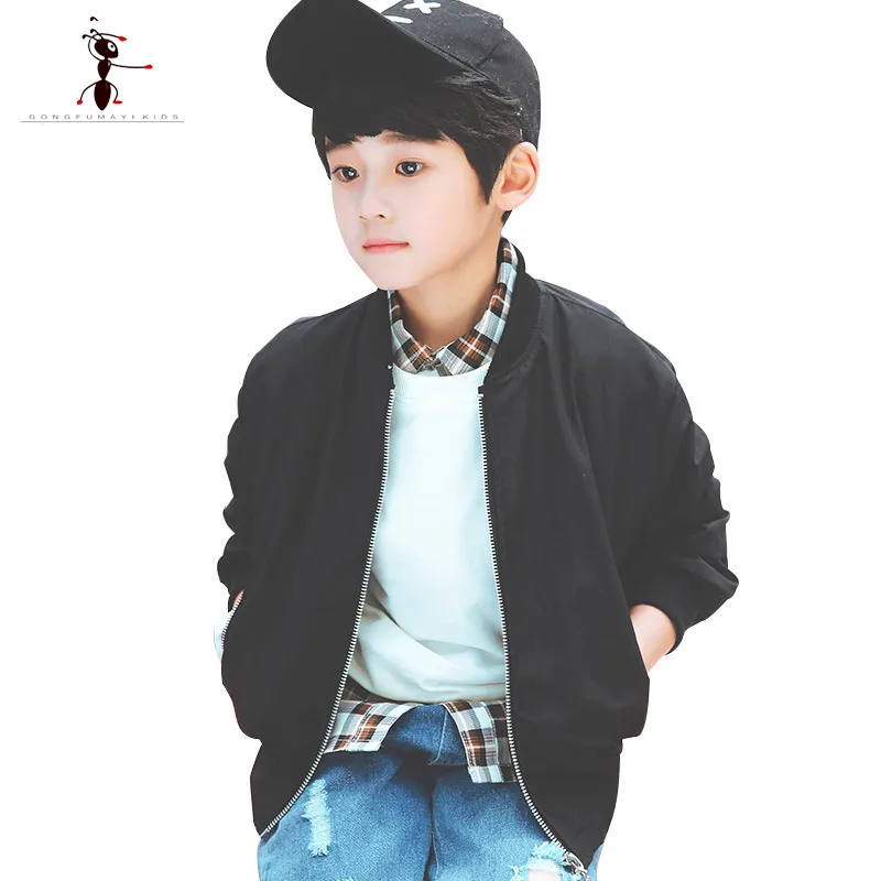 

2018 Autumn Winter Casual Boys Coats Zipper Cardigan Soild Warm Coats for Boys Outside Hiking Sports for Kids Pocket Clothes
