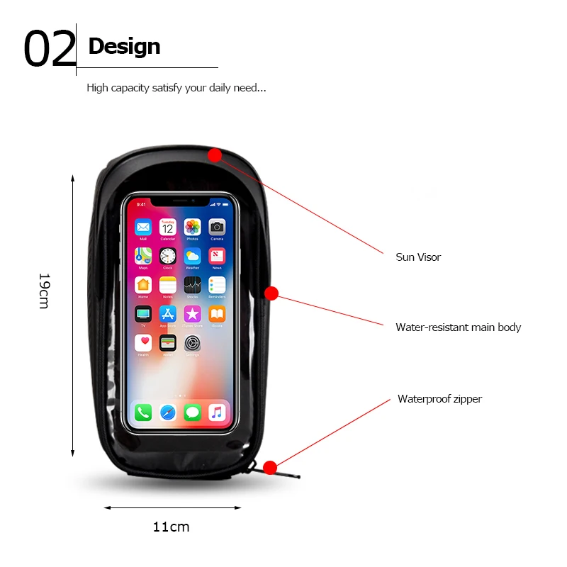 Sahoo 112003 водонепроницаемый велосипедный велосипед голова трубка Руль Мобильный телефон сумка чехол держатель чехол для телефона 6.5in