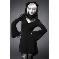 New Punk Rave Kera Sexy Goth Dress Shirt Top Black Lace&Cotton Long sleeve free size PQ022