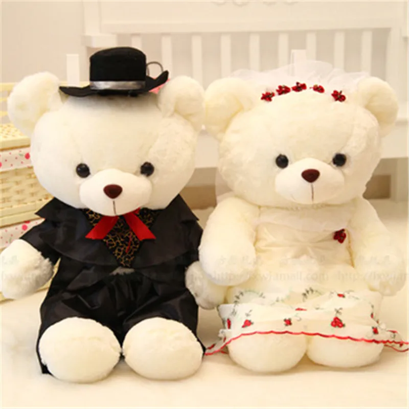 

Wedding Gift 40cm Lovely Teddy Bear Plush Toys Couple Bear Plush Pillows Kawaii Plush Doll for Birthday Gift