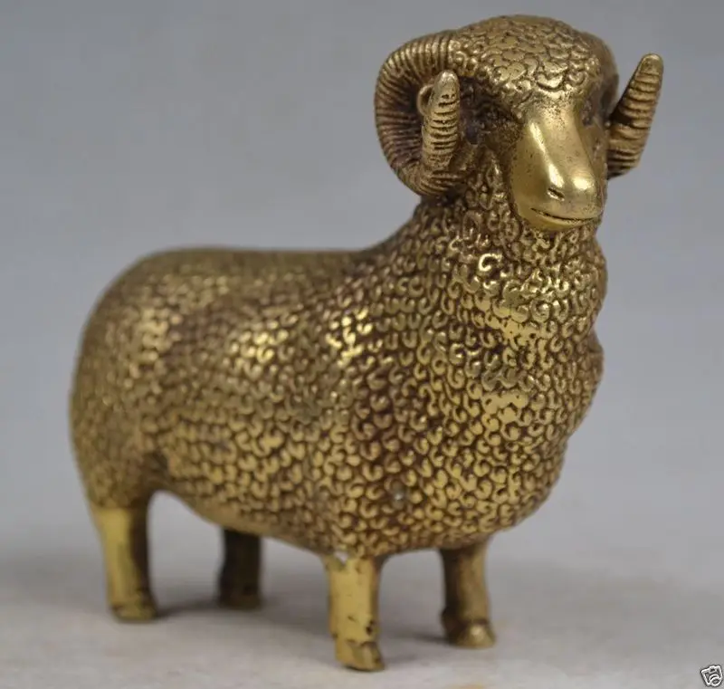 

Rare Old Collectibles Handwork Carving Rare Noble Lifelike Copper Sheep Statue
