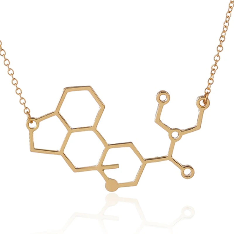 

Yiustar New Arrival Gold Molecule LSD Necklace Chemistry Science Jewelry Molecule LSD Chain Pendant Choker Necklace
