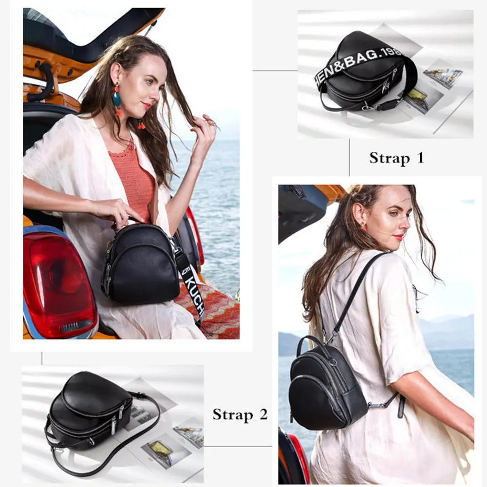 Bisonte DENIM multifunción mochila de mujer de cuero genuino de mujer bolsos de hombro marca de las mujeres, mochila femenina N1553