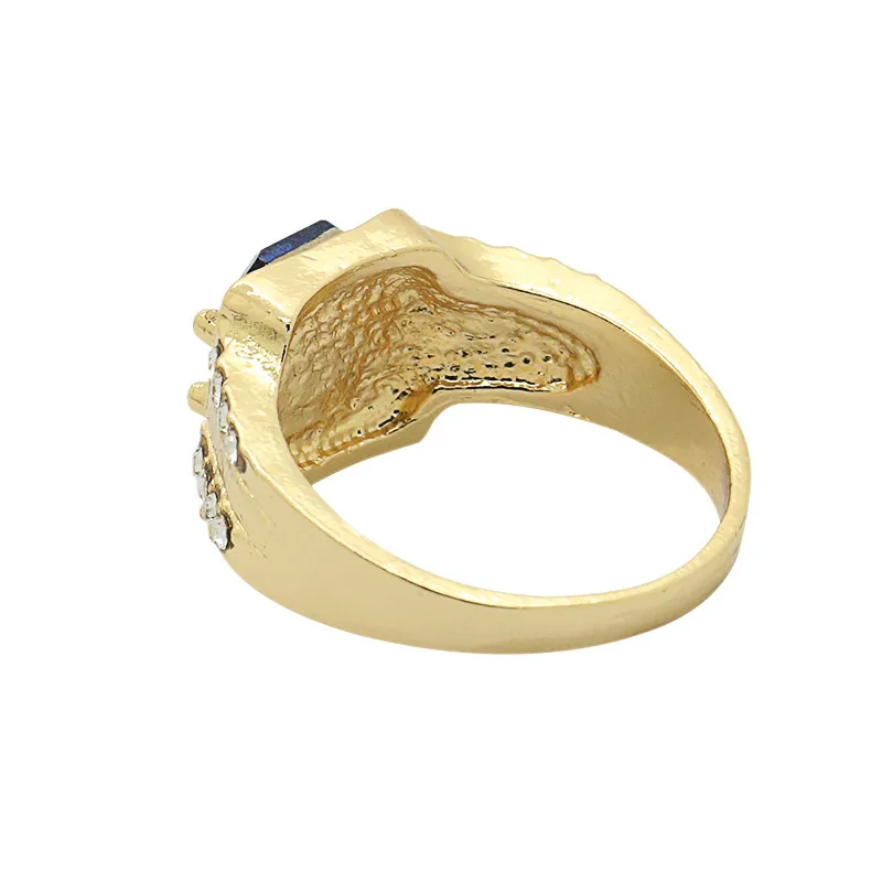 2018 Fashion Blue Stone Gold Color Rings For Women Man Party Wedding Ring Hang Jewelry Size 8 9 10 11
