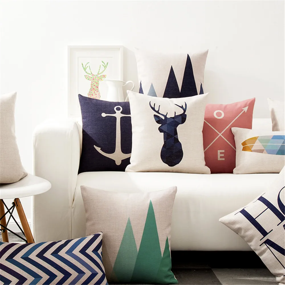 Декоративная наволочка для подушки, Наволочки с животными, геометрические буквы, Funda Cojines для дивана, дома, 45x45 см