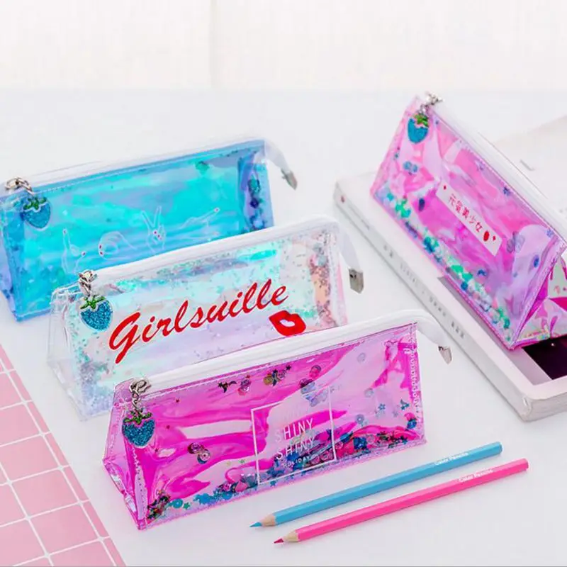 

Cute Laser Make Up Bag Teenage Girl Women Portable Cosmetic Bags Handbag Beauty Transparent Zipper Travel Beauty Makeup Case