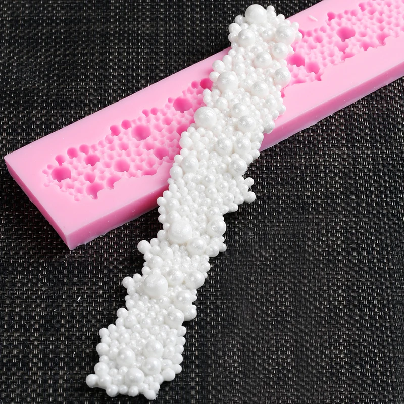 

WHISM 3D Long Pearl Cake Mold Lace Embossed Silicone Mat Non-stick Soap Mold Cake Decorating Tools Sugarcraft Fondant Mould