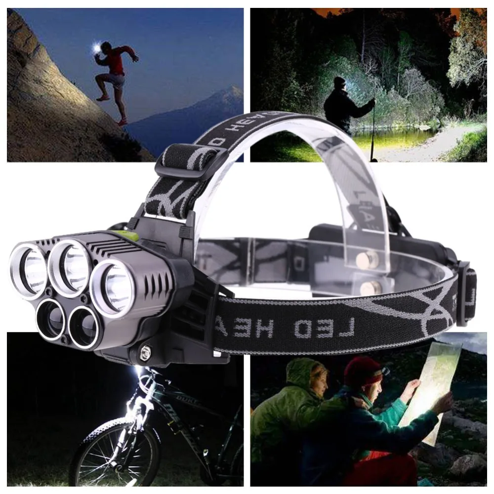 USB Rechargeable LED Headlight 3*T6 5 Headlamp Adjustable Waterproof