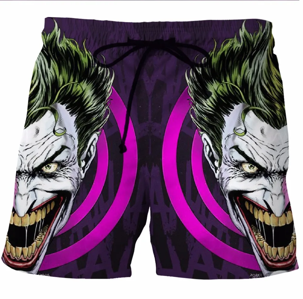 

Men Summer Beach Shorts 2017 The Dark Knight Joker 3D Print Fashion Harajuku Bodybuilding Boardshorts Fitness Trousers Plus Size