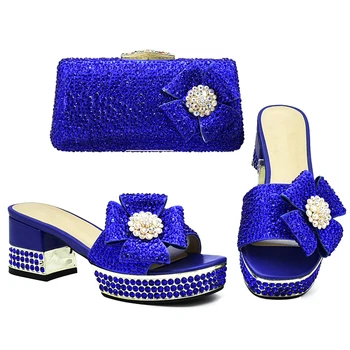 

Latest Design Shoe and Bag Set for Party In Women Italian Ladies Wedding Shoes and Bags To Match Set Decorated with Rhinestone