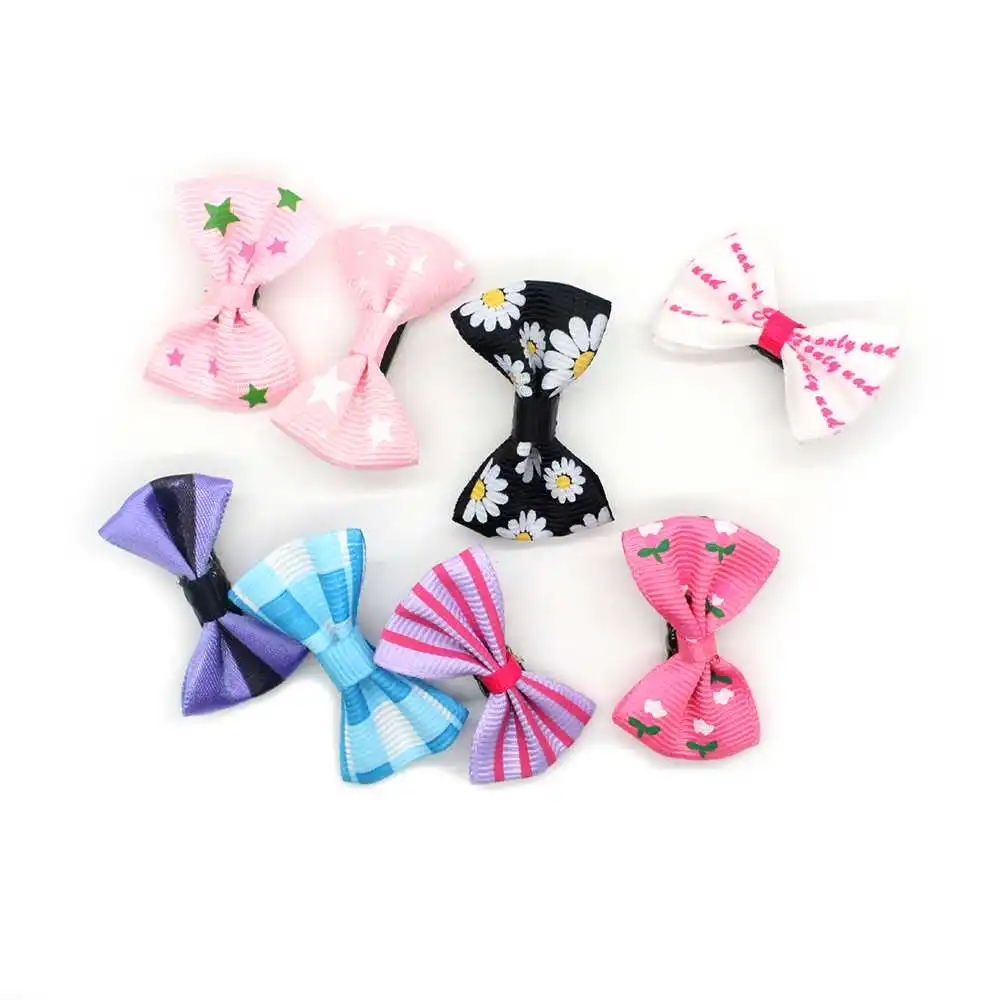 Заколки для волос заколки ELECOOL 10pcs Mini Hair Clips Bow Hairgrips Sweet Girls Solid Dot/ Stripe Printing Headbands Salon Hairpins Hair Styling Tool