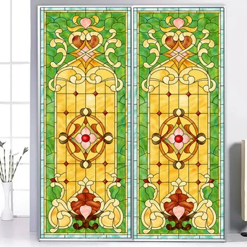 

Custom size top grade Vintage European Retro Art Translucent Self-Adhesive window Glass Films sticker paper Door Stickers a019