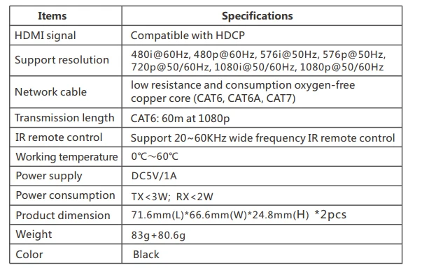 LKV372Pro 1080P hdmi-удлинитель Протокола по CAT6 с петлей и ИК-ретранслятор кабеля по Ethernet Cat5e/6 до 50 м/164ft RJ45