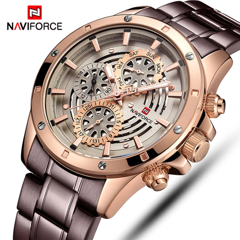 NAVIFORCE мужские спортивные часы Топ люксовый бренд модные повседневные кварцевые 24