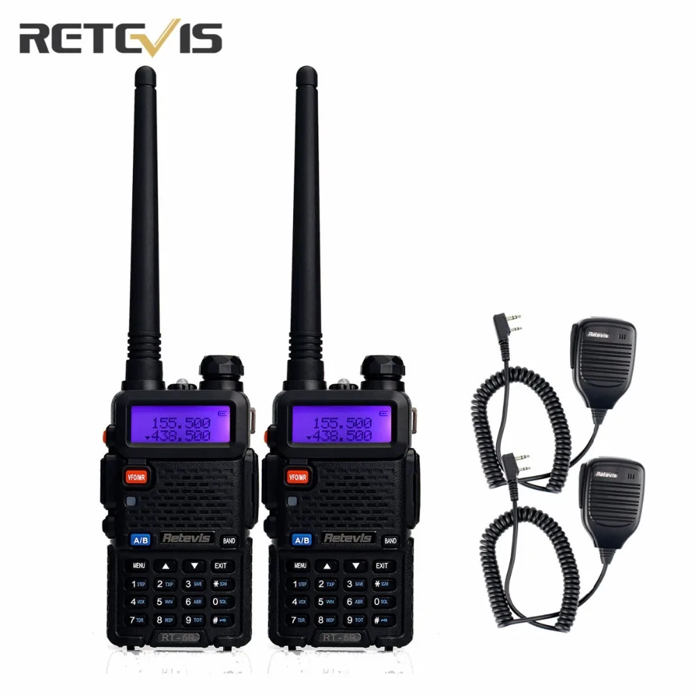 2Pcs Durable 5W Talkie Walkie Retevis RT-5R +2X Speaker Mic VHF/UHF Portable Radio Hf Transceiver Amateur Two Way Radio Moscow