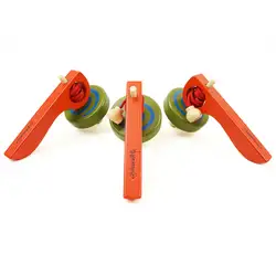Забавная деревянная игрушка Творческий мини красочные спиннинг тянуть веревку гироскоп детские игрушки