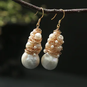 

The latest baroque silk around 18 k gold injection silk thread earrings wholesale fashion