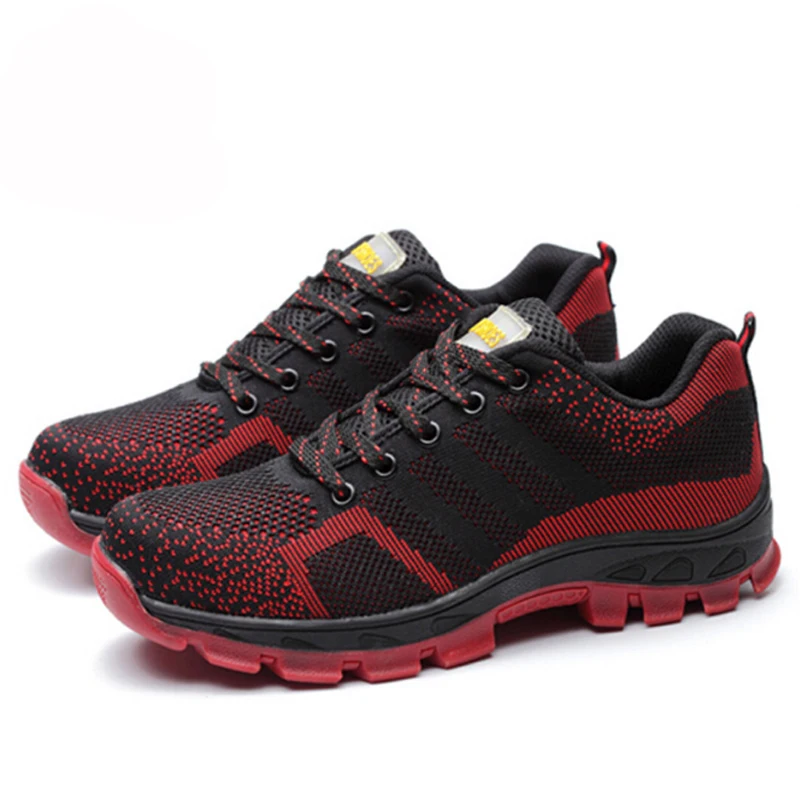 Spring Summer Work Shoes Men Fahion Mesh Breathable Steel Toe Casual