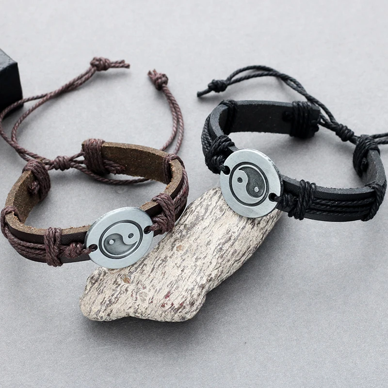 Vintage-Yin-Yang-Tai-Chi-Leather-Bracelet-Diy-Handmade-Weaving-BFF-Best-Friends-Bracelets-For-Women