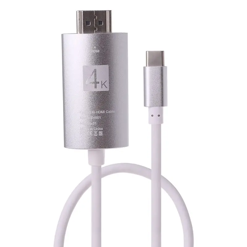 4K USB 3,1 USB-C Тип C быстрой зарядки к HDMI кабель HDTV hdmi адаптер для lenovo ThinkPad X1 MacBook Pro samsung S8 S9 NOTE8 - Цвет: Silver