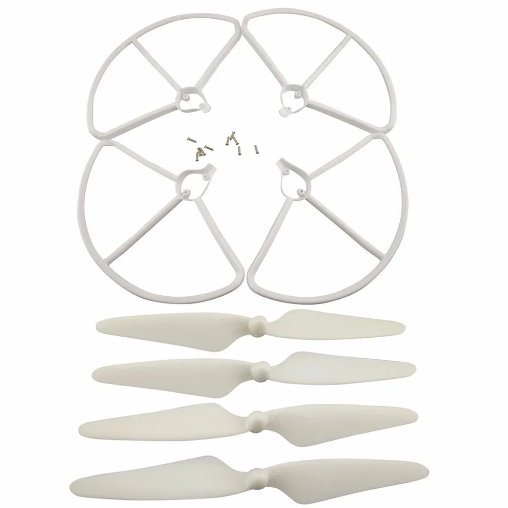 2 Pairs Cw/Ccw Eliche E 4 Pz Coperchio Di Protezione Impostato Per Hubsan H501S H501A/H501C/H501M/H501S W/H501S Pro Quadcopter Bianco