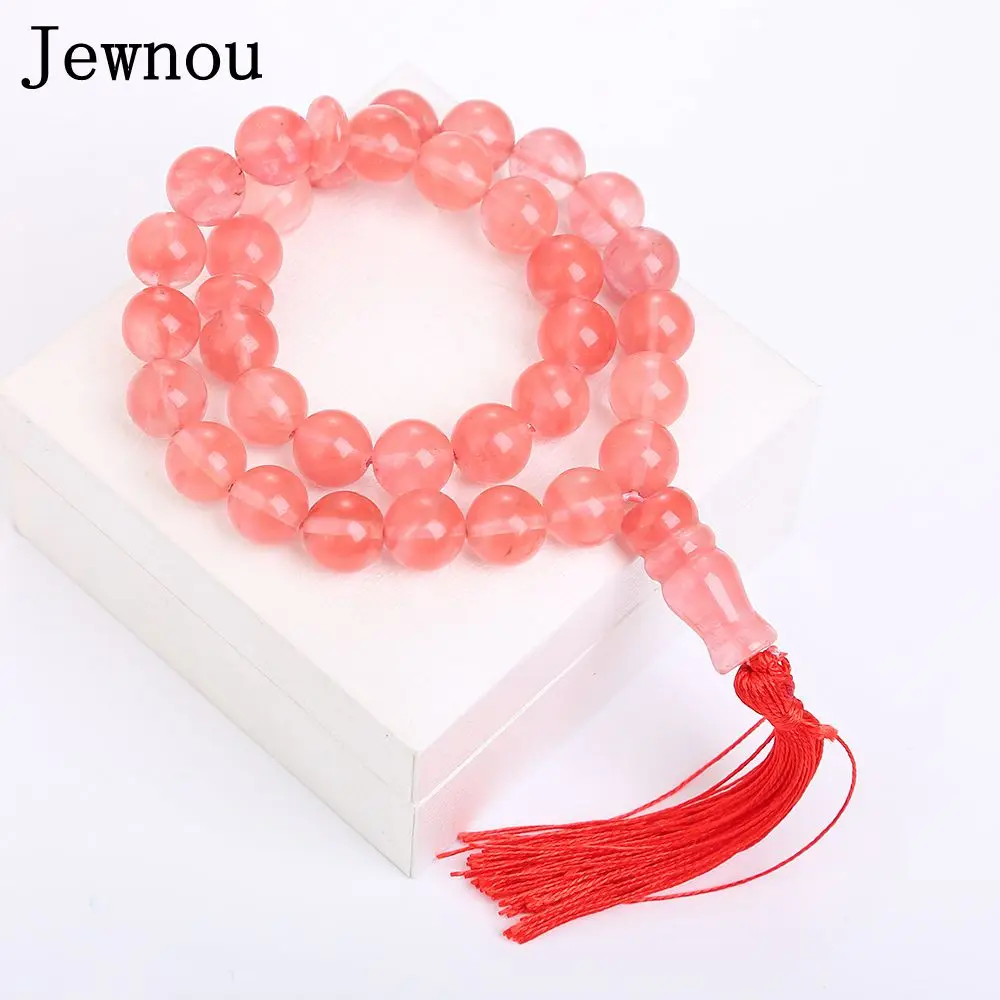 Jewnou Cherry Quartz Muslim Rosary Prayer Men Handmade Yoga Hand Chain Beads Homme Personality Lucky Jewelry Gift Kingdom Heart | Украшения