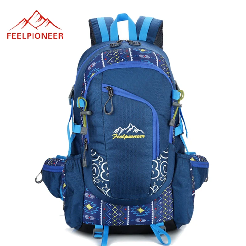 

40L Ethnic Patchwork Waterproof Nylon Outdoor Sports Mountaineering Backpack Women Men Trekking Fishing Hiking Rucksack XA283WD