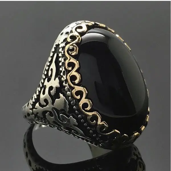 

Fashion vintage Black zircon Rings for women men New trendy retro pearl Ring classic copper Rings male female engagment gift