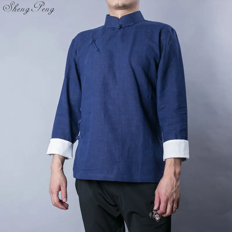 Традиционная китайская одежда мужская одежда Китайская традиционная мужская одежда в китайском стиле qipao Топ Восточный Топ Q026 - Цвет: 3