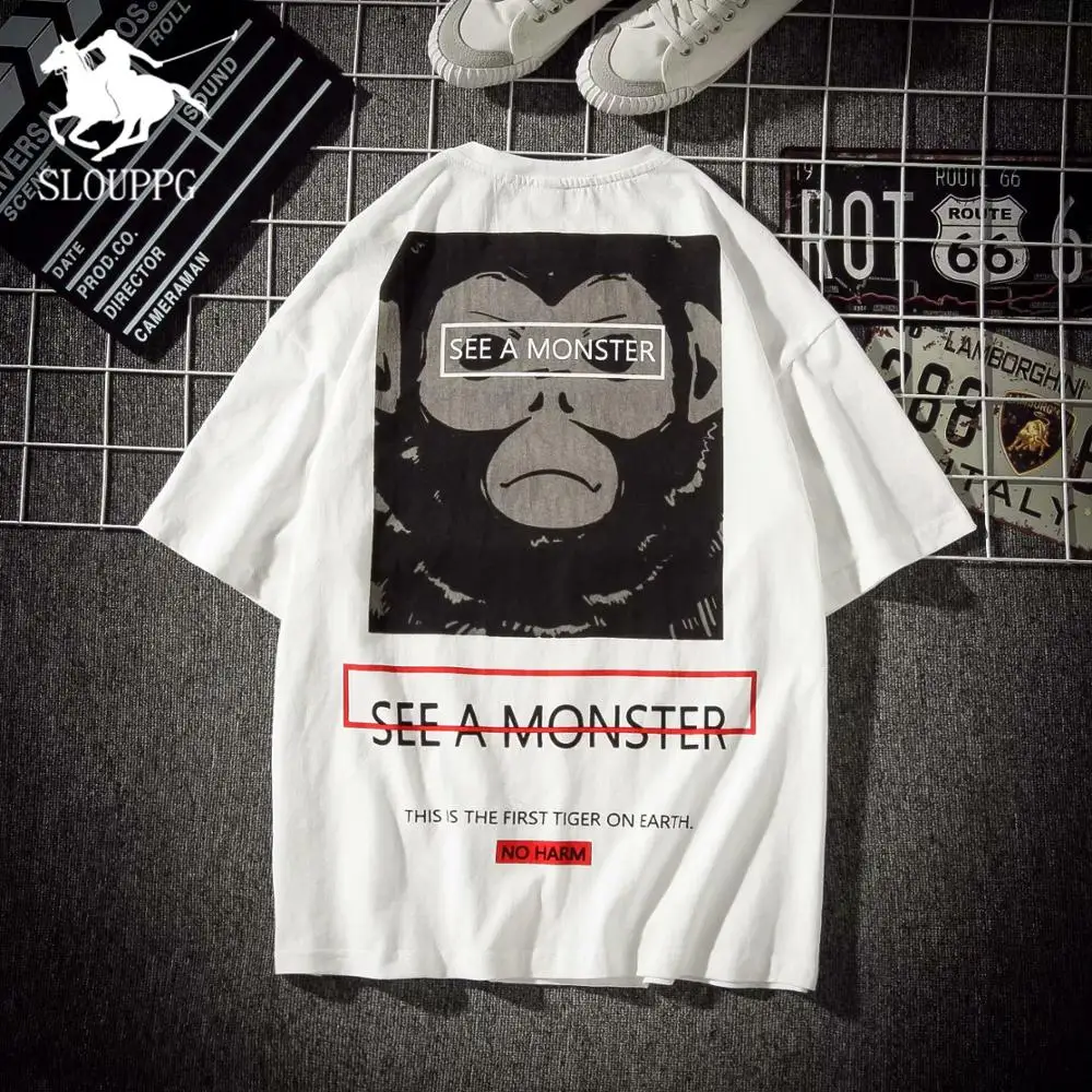 

Pullover cotton men's short sleeve Original print Harajuku Male tee cotton men's tshirt Round neck streetwear Brand tshirt men