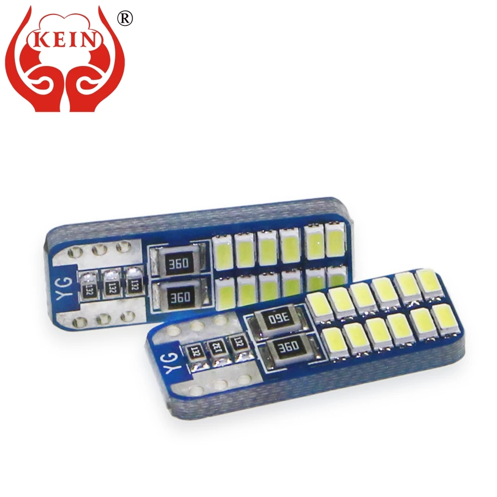

KEIN 6PCS w5w led bulbs t10 194 168 501 3014 24smd t10 led bulb auto side wedgelicense plate interior light lamp 12V car styling