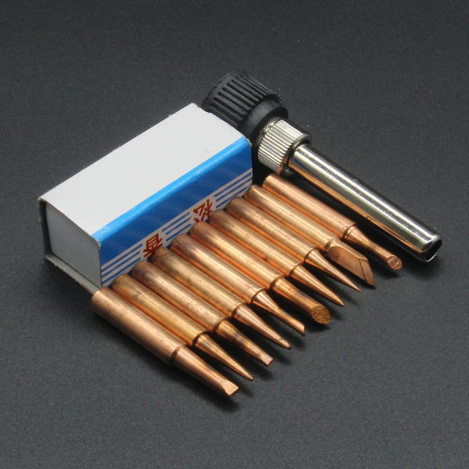hot air rework station 10pcs/lot Iron casing Solder Iron Tip 900M-T Flux For 936 SAIKE ATTEN GORDAK KADA YIHUA Soldering Rework Station Iron Tsui electronics soldering kit