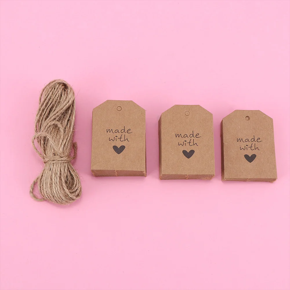 

100 Pcs/Set Kraft Paper Packaging Hang Tags Wedding Birthday Party Candy Boxes Package Tags for Party Supplies