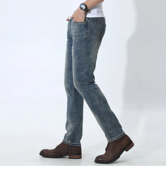 Новинка 2019 темно-синие мужские джинсы модные высококачественные повседневные тонкие ретро джинсы мужская одежда брендовая одежда размер