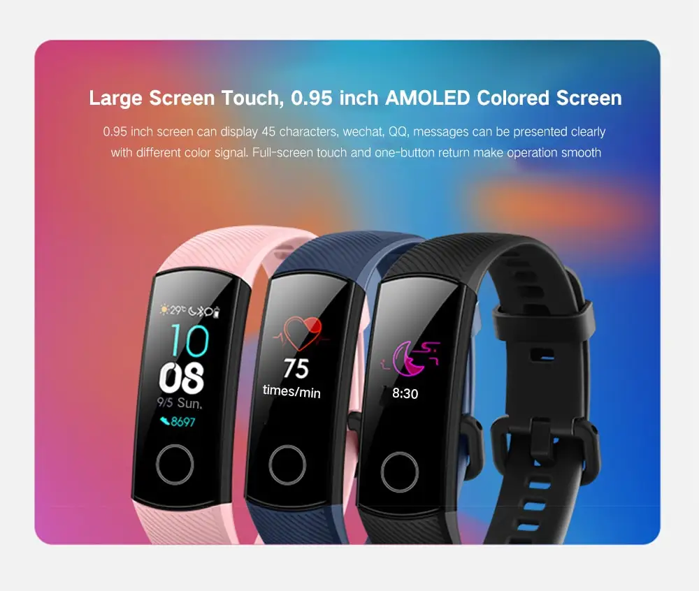 0.95 inch Screen Bluetooth 4.0 Call / Message Reminder Heart Rate Monitor Blood Pressure Functions- Light Pink
