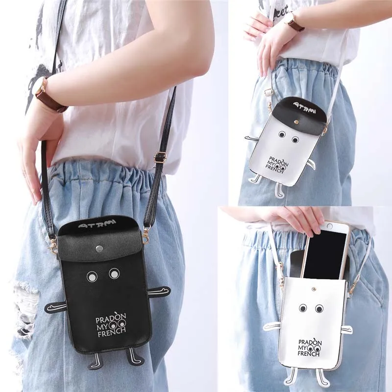

Cartoon Cute Mini Shoulder Bag Robot Phone Bags PU Leather Bag For Girls Female Bolsas De Marca Funny Cute Crossbody Bags