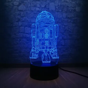 

3D LED Table Lamp Star Wars Warship R2D2 Robot Rocket Model Touch USB 7 Colors Change Home Decor For Children Christmas Gift Toy