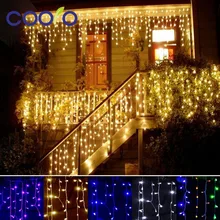 Christmas String outdoor decoration 3.5m Droop 0.3-0.5m curtain icicle string 110V/220V New year Garden Xmas Wedding Party